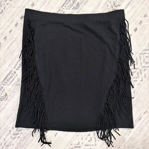 Express Women’s Chic Black Fringe Mini Skirt Edgy Western Bold Dramatic Small